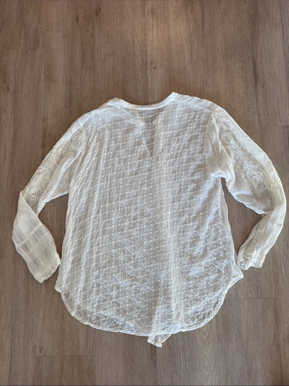 Johnny Was White Eyelet Lace Cotton Blouse Medium - Picture 2 of 6